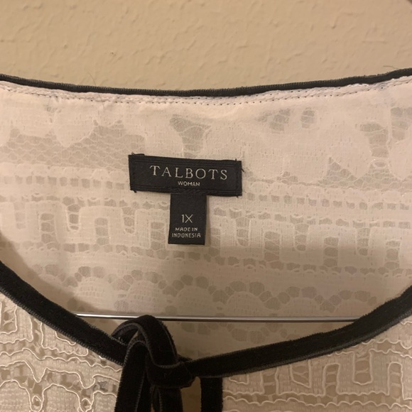 Talbots Cream Lace w/black velvet trim 1X - Picture 7 of 7